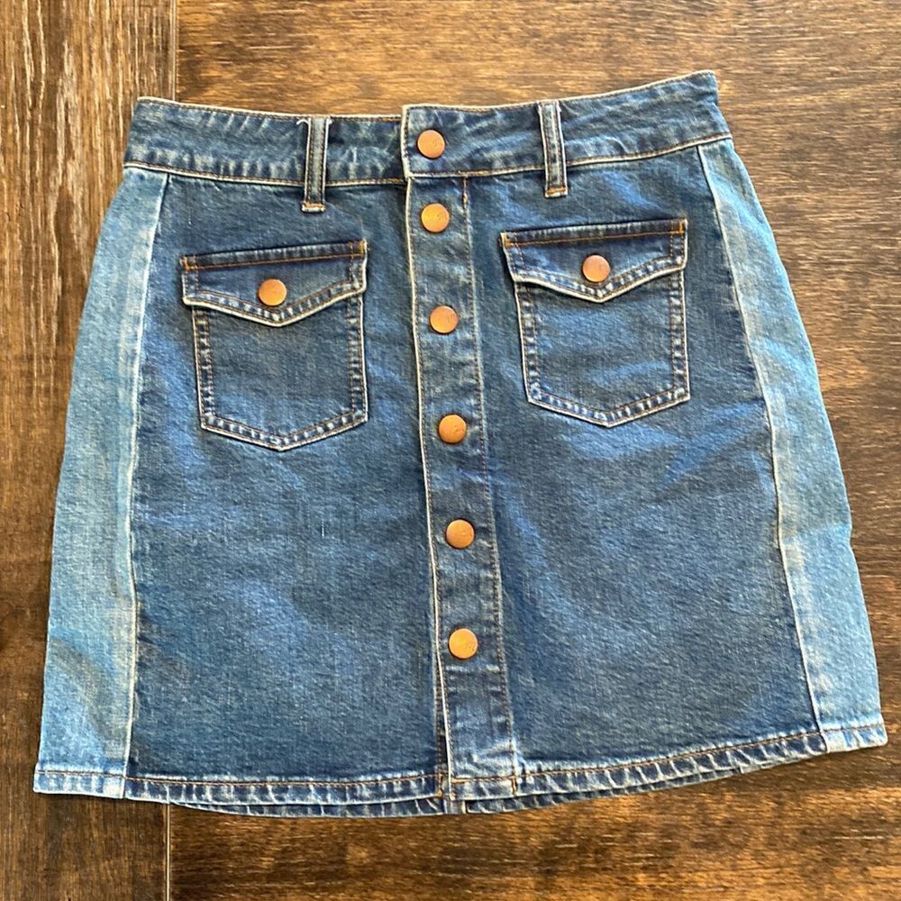MADEWELL - front button, denim mini skirt
